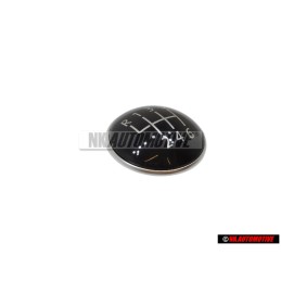 Original VW 6 Speed Gear Shift Knob Emblem Badge Chrome Black - 1K0711144A
