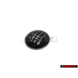 Original VW 6 Speed Gear Shift Knob Emblem Badge Chrome Black - 1K0711144A