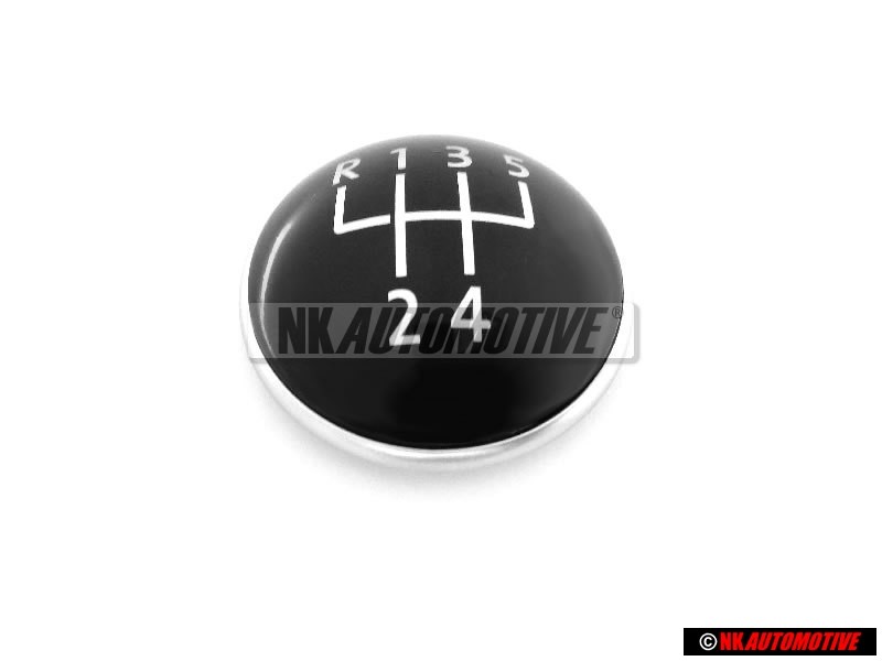 Original VW 5 SPEED Gearknob Badge Emblem Black Chrome - 1K0711144