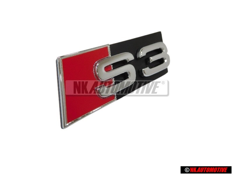 Original Audi S3 Front Grill Badge Emblem Black Chrome Red - 8L0853736A 2ZZ
