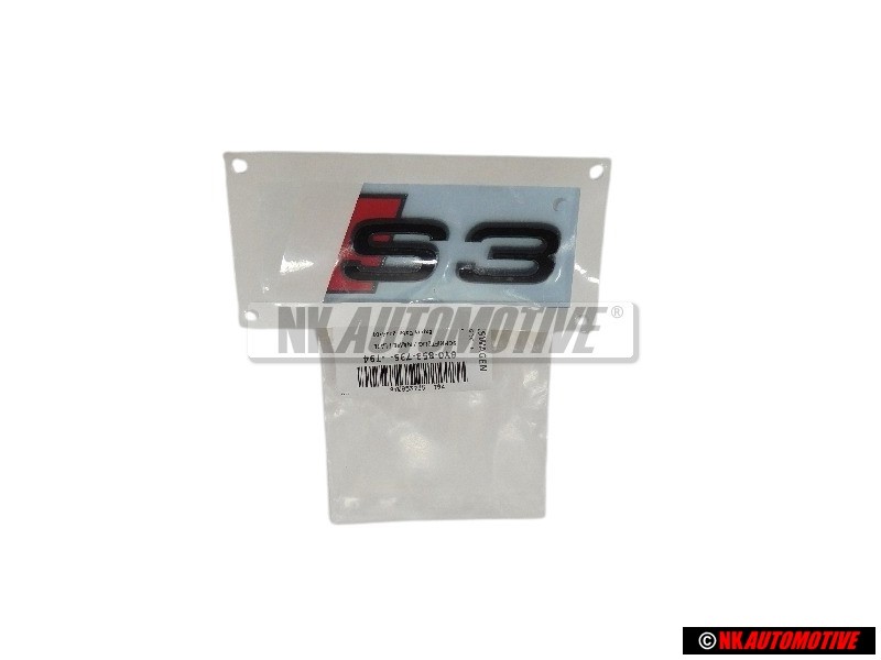 Original Audi S3 Rear Boot Badge Emblem Black Red - 8Y0853735 T94