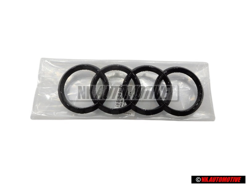 Original Audi Rings Front Grill Badge Emblem Black Glossy - 4H0853605C T94