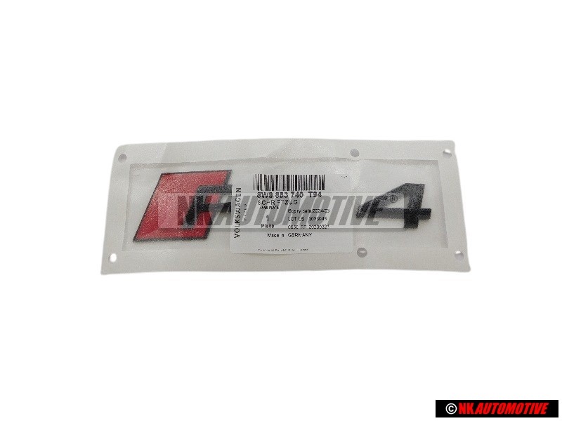 Original Audi RS4 Rear Boot Badge Emblem Black Red - 8W9853740 T94