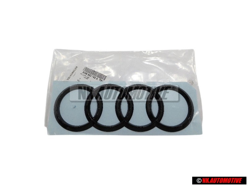 Original Audi Rings Rear Boot Badge Emblem Black Glossy - 8W6853742A T94