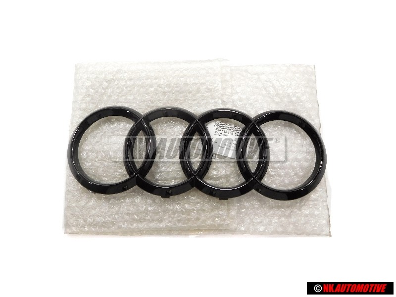 Original Audi Rings Front Grill Badge Emblem Black Glossy - 4M0853605 T94