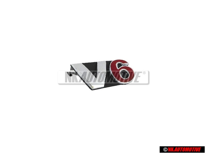 Original VW V6 Front Grill Badge Emblem Chrome Red - 1J5853679A