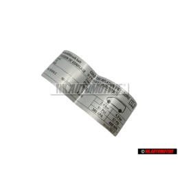 Original VW Tyre Pressure Information Sticker - 701010082P