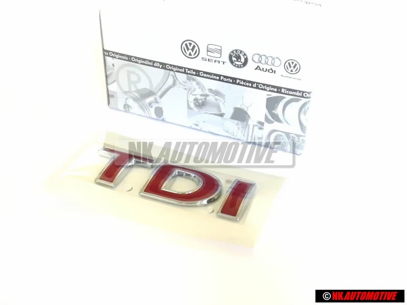 Original VW TDI Rear Trunk Boot Badge Emblem Red - 1J0853675ACGQF