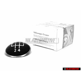 Original VW 5 Speed Gear Shift Knob Emblem Badge Chrome Black - 1K0711144H