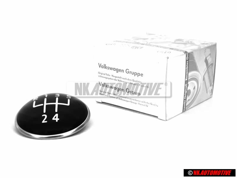 Original VW 5 Speed Gear Shift Knob Emblem Badge Chrome Black - 1K0711144H