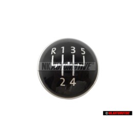 Original VW 5 Speed Gear Shift Knob Emblem Badge Chrome Black - 1K0711144H
