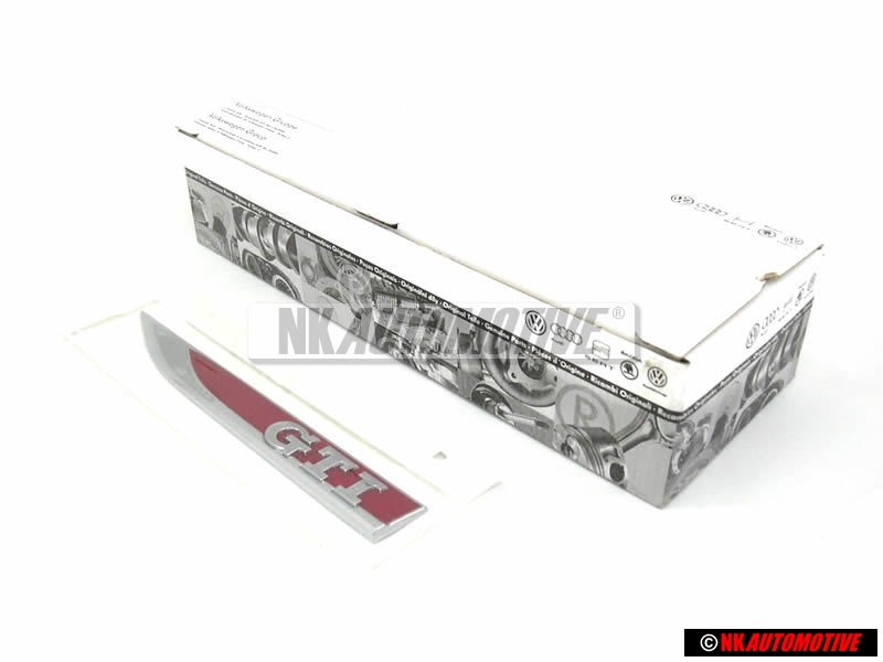 Original VW GTI Wing Fender Badge Emblem Chrome Red Left Side - 5G0853688L JZQ