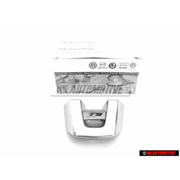 Original VW Steering Wheel R Badge Emblem Aluminium - 1K8419685B POP