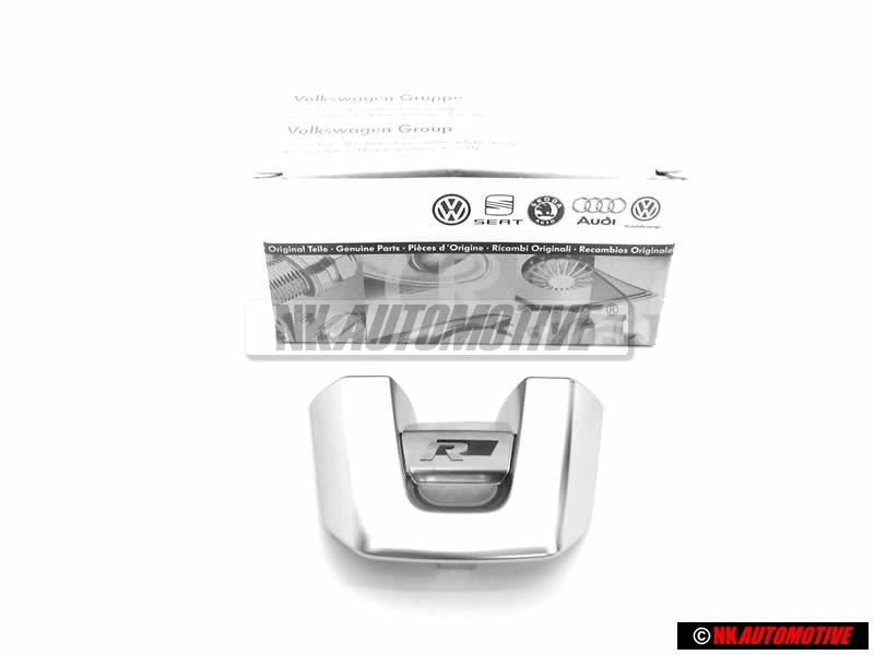 Original VW Steering Wheel R Badge Emblem Aluminium - 1K8419685B POP