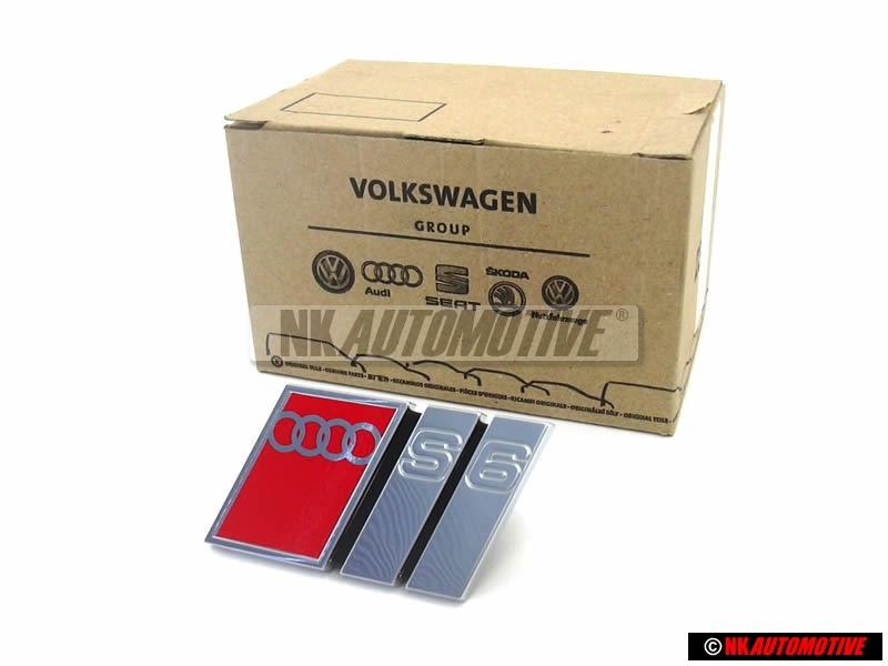 Original Audi S6 Front Grill Badge Emblem Chrome Red - 4A5853736C 2ZZ