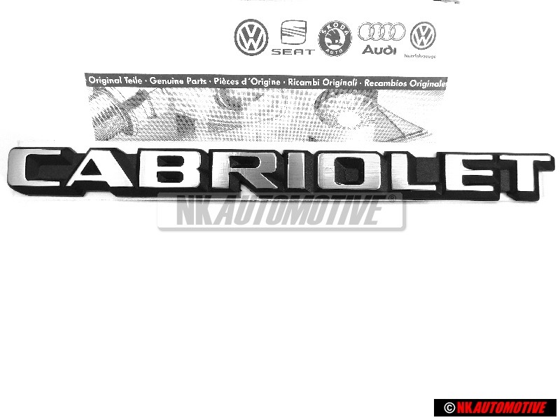 Original VW CABRIOLET Rear Badge Emblem Brushed Silver - 155853687F GX2