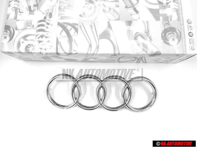 Original Audi Rings Front Grill Badge Emblem Chrome - 443853605