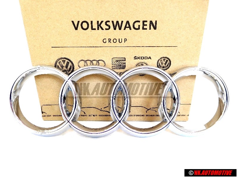 Original Audi Rings Front Grill Badge Emblem Chrome - 8Z0853605 2ZZ
