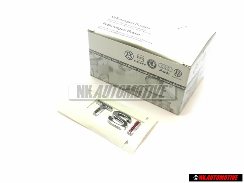 Original VW TSI Rear Trunk Boot Badge Emblem Chrome Red - 1K5853675H GQF