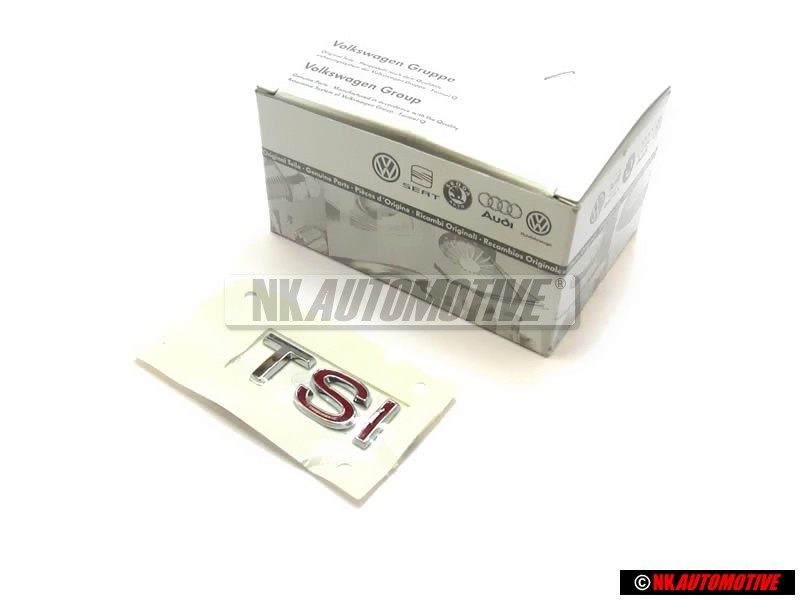 Original VW TSI Rear Trunk Boot Badge Emblem Chrome Red - 1K5853675J GQF