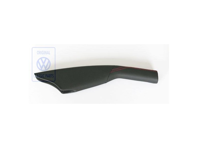 Original VW Hand Brake Lever Handle With Boot Leather Black/Red - 1H0711461L GRW