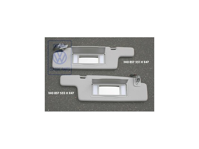 Original VW Sun Visor With Illuminated Mirror And Cover - 1H0857551H E47