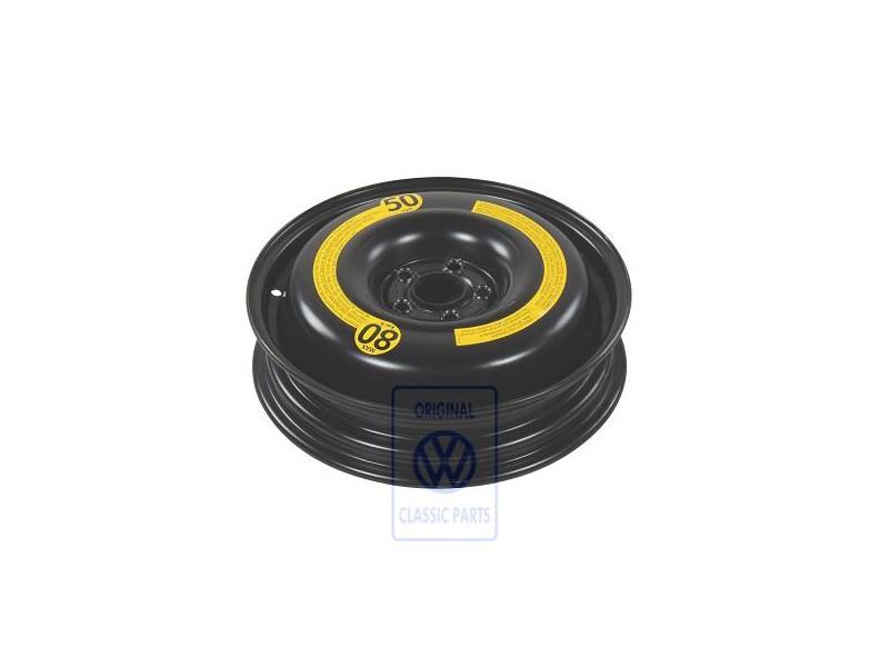 Original VW Steel Rim For Space-Saving Emergency Wheel Black - 3A0601025 03C