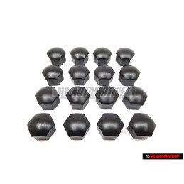 16x Original VW Wheel Bolt Cover Lug Nut Cap Black - 321601173A 01C