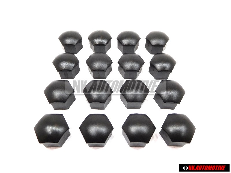 16x Original VW Wheel Bolt Cover Lug Nut Cap Black - 321601173A 01C