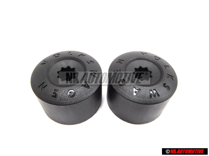 2x Original VW Cap - Wheel Bolt Satin Black - 3C0601173 9B9