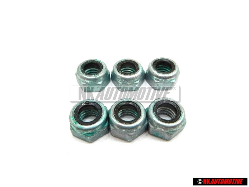 6x Original VW Hexagon Nut, Self-Locking - N 01118312