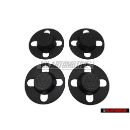 4x Original VW Steel Wheel Rim Centre Plastic Cap Cover Black - 871601171