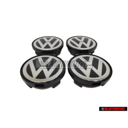 4x Original VW Alloy Wheel Centre Cap Black Chrome - 7D0601165 BXF