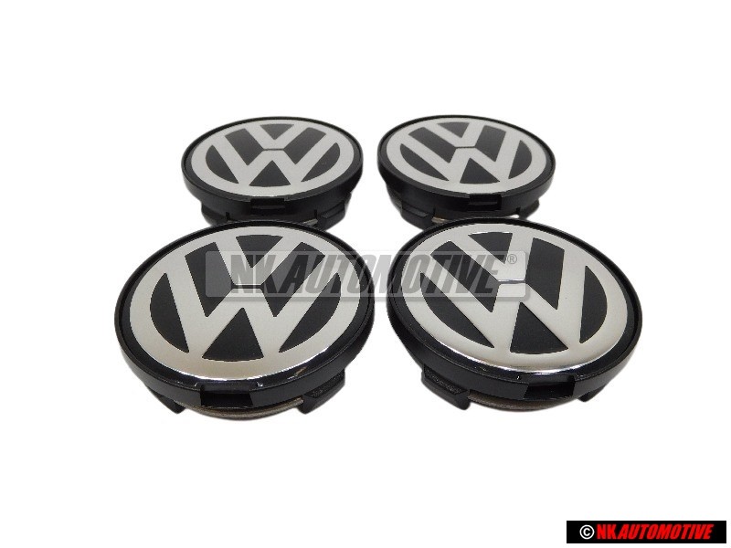 4x Original VW Alloy Wheel Centre Cap Black Chrome - 7D0601165 BXF
