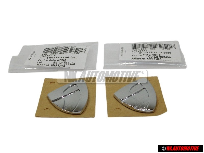2x Original VW Individual Fender Wing Side Badge Emblem Chrome - 1K0853688 739