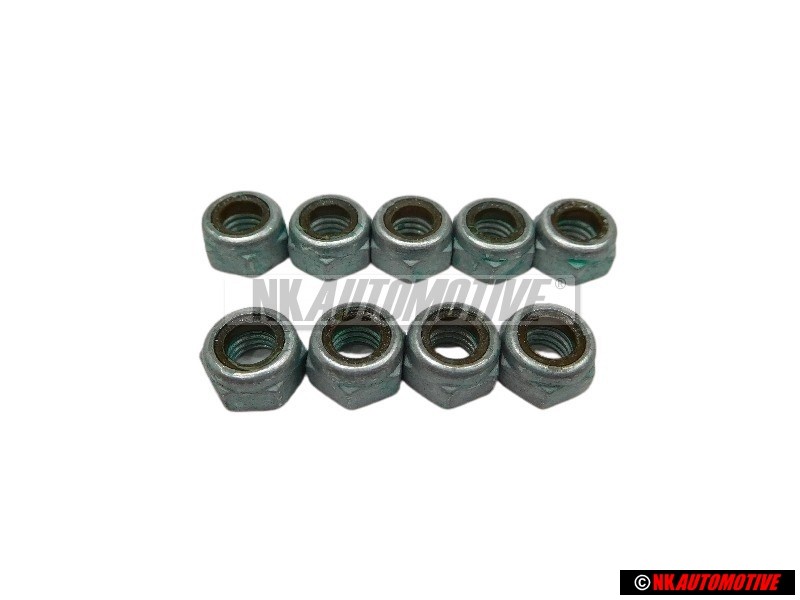 9x Original VW Hexagon Nut, Self-Locking - N 01118312