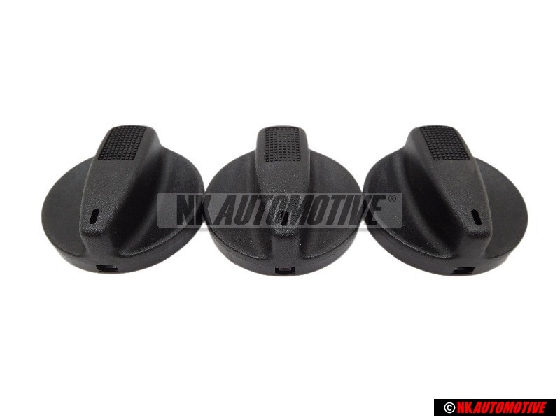 3x Original VW Knob Satin Black - 1H081912901C