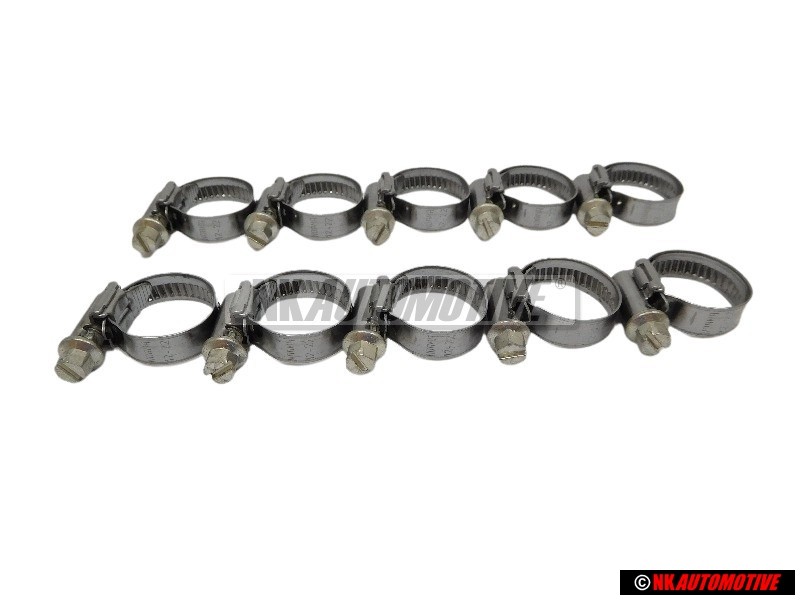 10x Original VW Hose Clamp Jubilee 12-22x9x0.4 - N 10258201