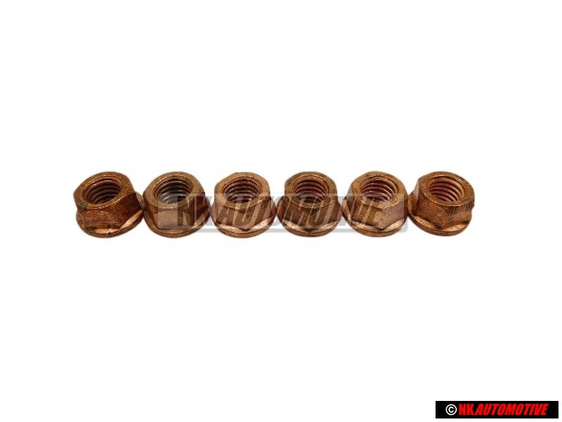6x Original VW Hexagon Collar Nut Self-Locking - N 90200201