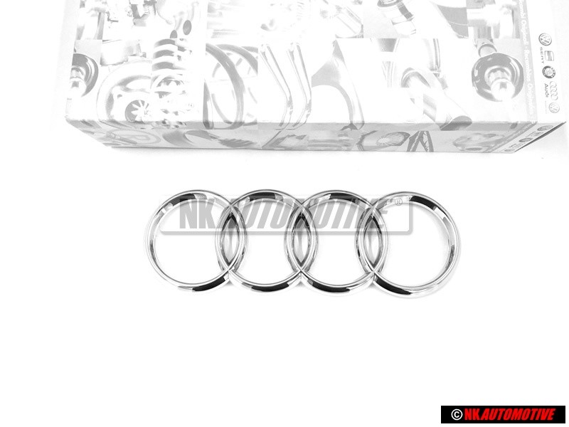 Original Audi Rings Front Grill Badge Emblem Chrome - 8N0853605