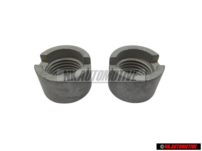 2x Original VW Upper Strut Bearing Threaded Bush Slotted Nut M14x1.5 - 811412365