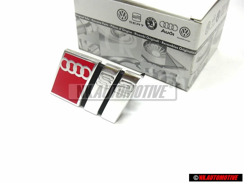 Original Audi S2 Front Grill Badge Emblem Chrome Red - 895853736B