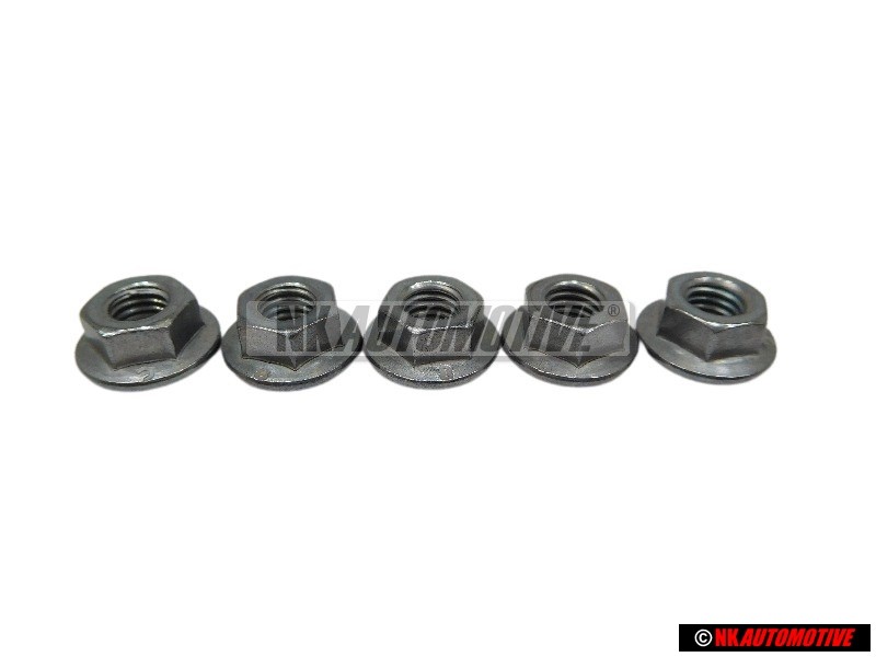 5x Original VW Hexagon Collar Nut M5 - N 10017304