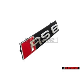 Original Audi RS6 Front Grill Badge Emblem Black Chrome Red - 4F0853736H 2ZZ