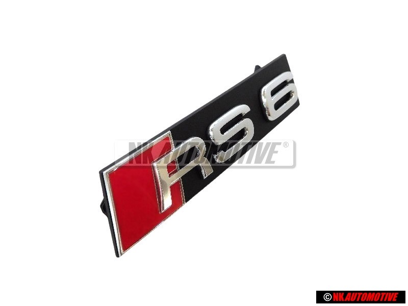 Original Audi RS6 Front Grill Badge Emblem Black Chrome Red - 4F0853736H 2ZZ
