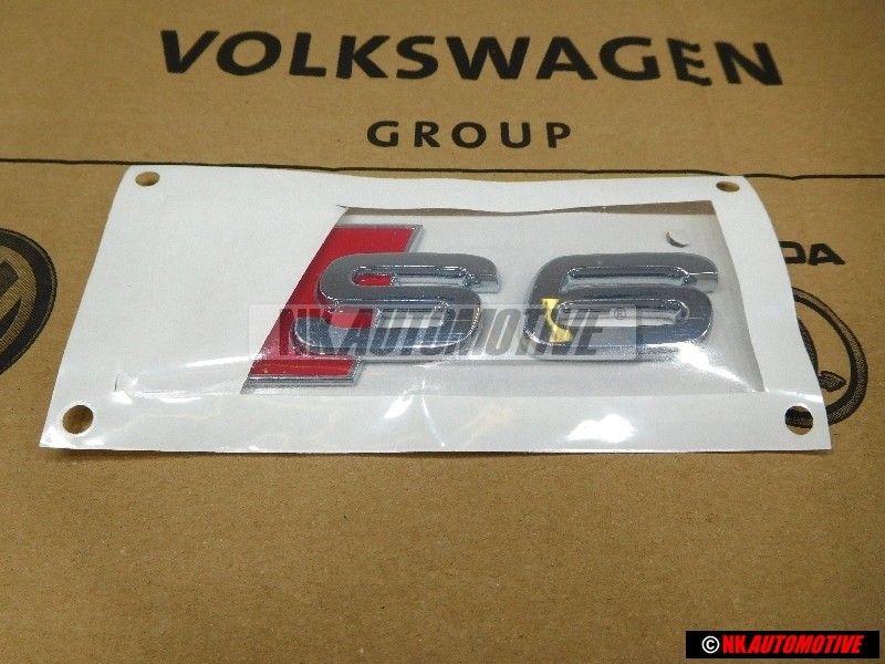 Original Audi S6 Rear Badge Emblem Chrome Red - 4B0853735 2ZZ