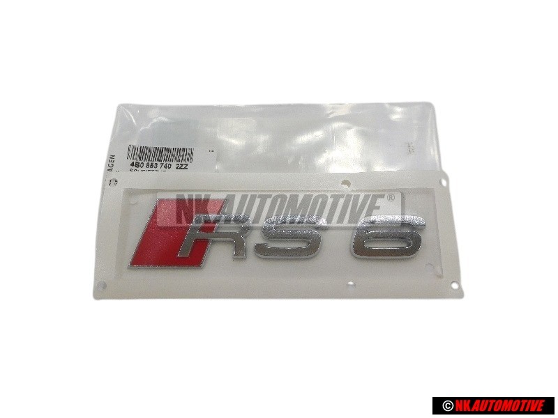 Original Audi RS6 Rear Boot Badge Emblem Chrome Red - 4B0853740 2ZZ