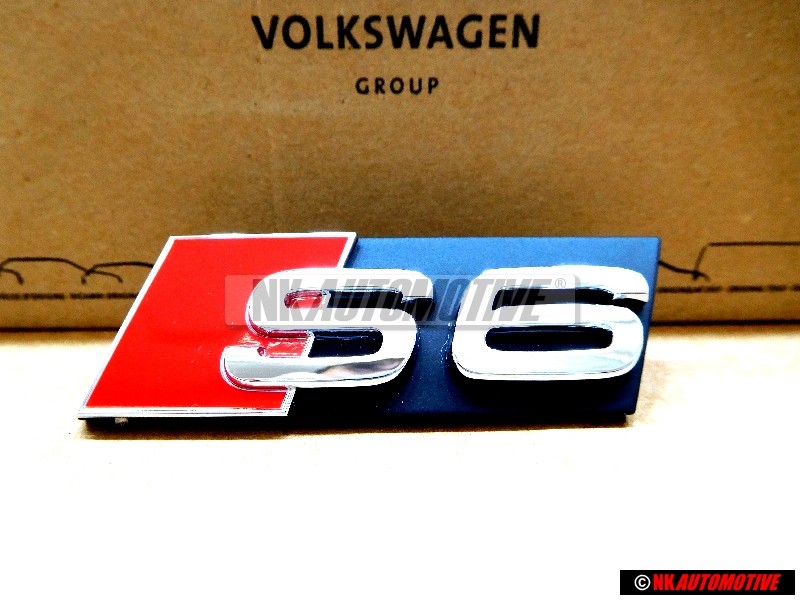 Original Audi S6 Front Grill Badge Emblem Black Chrome Red - 4F0853736F 2ZZ