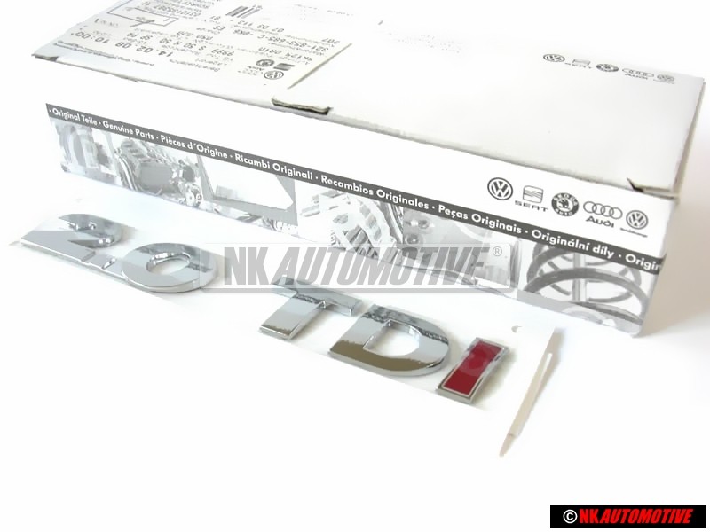 Original VW 2.0 TDI Rear Trunk Boot Badge Emblem Chrome Red - 5K0853675R GQF