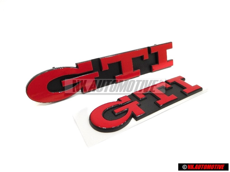 Original VW SET GTI Front Grill & Rear Boot Badge Emblem Red - Golf MK3
